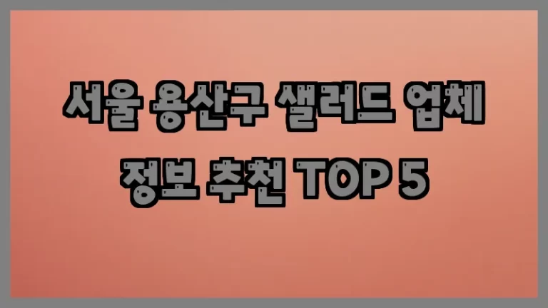 서울 용산구 샐러드 업체 정보 추천 TOP 5