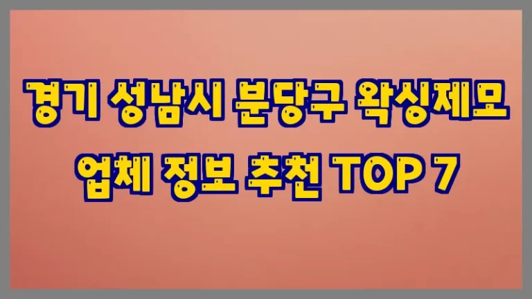경기 성남시 분당구 왁싱제모 업체 정보 추천 TOP 7