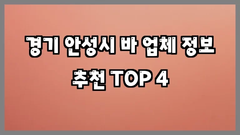 경기 안성시 바 업체 정보 추천 TOP 4