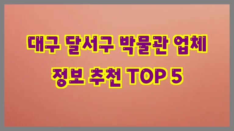 대구 달서구 박물관 업체 정보 추천 TOP 5