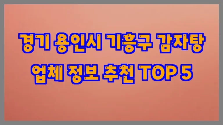 경기 용인시 기흥구 감자탕 업체 정보 추천 TOP 5