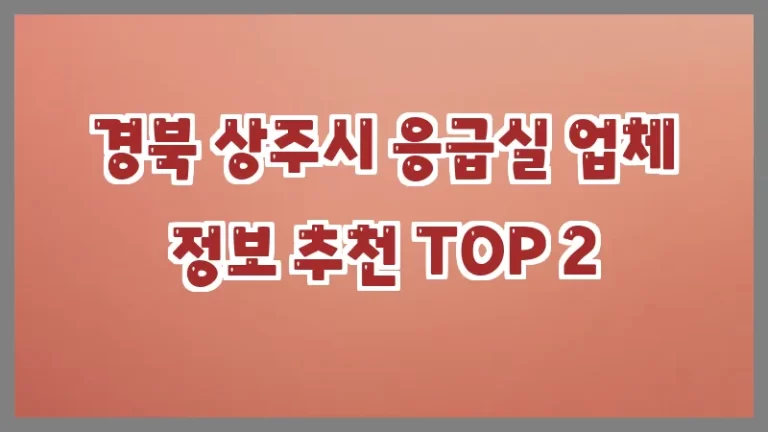경북 상주시 응급실 업체 정보 추천 TOP 2