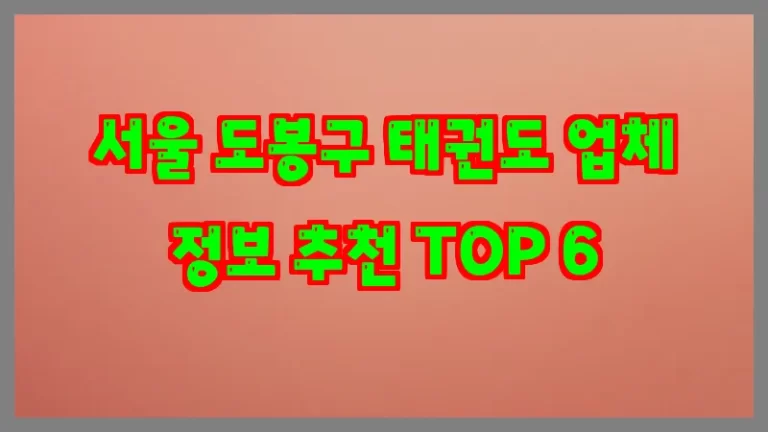 서울 도봉구 태권도 업체 정보 추천 TOP 6