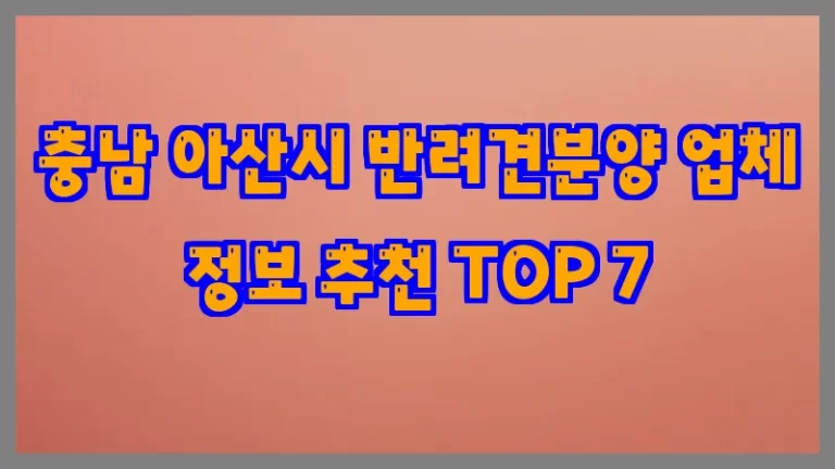 충남 아산시 반려견분양 업체 정보 추천 TOP 7