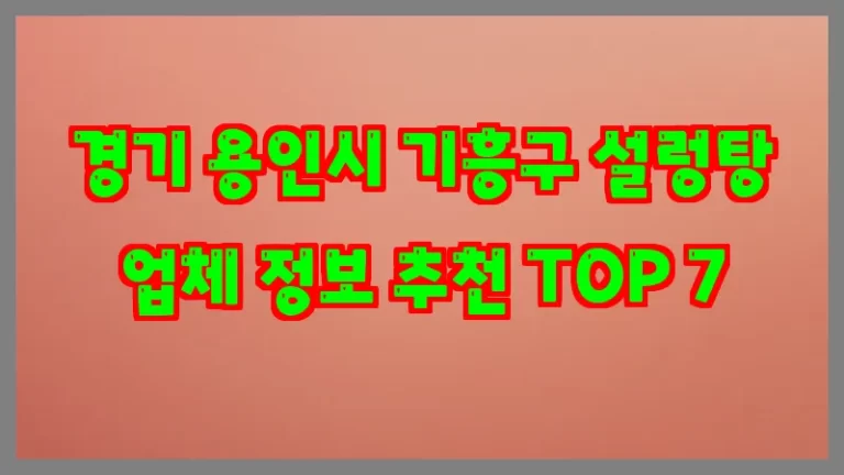 경기 용인시 기흥구 설렁탕 업체 정보 추천 TOP 7