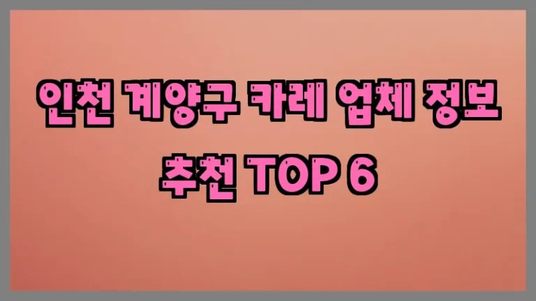 인천 계양구 카레 업체 정보 추천 TOP 6