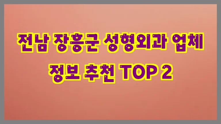 전남 장흥군 성형외과 업체 정보 추천 TOP 2