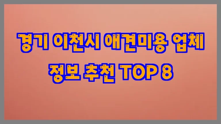 경기 이천시 애견미용 업체 정보 추천 TOP 8