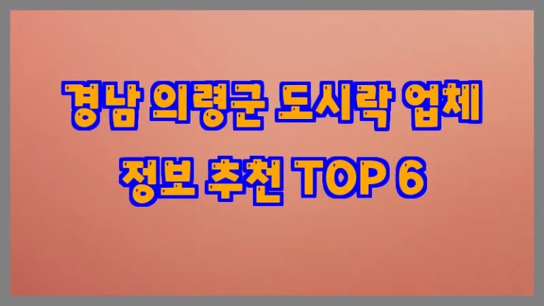 경남 의령군 도시락 업체 정보 추천 TOP 6
