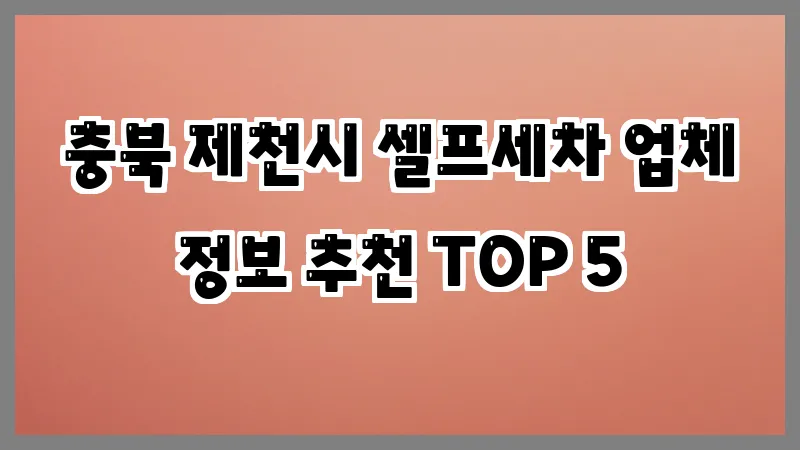 충북 제천시 셀프세차