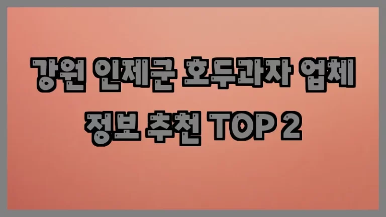 강원 인제군 호두과자 업체 정보 추천 TOP 2