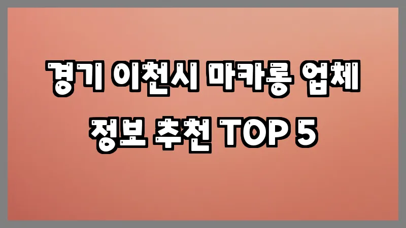 경기 이천시 마카롱 업체 정보 추천 TOP 5