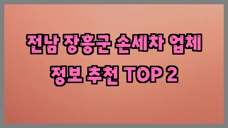 전남 장흥군 손세차 업체 정보 추천 TOP 2