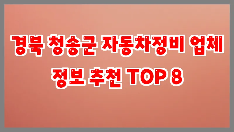 경북 청송군 자동차정비