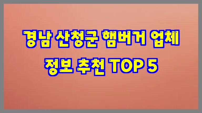 경남 산청군 햄버거 업체 정보 추천 TOP 5