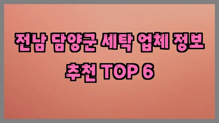 전남 담양군 세탁 업체 정보 추천 TOP 6