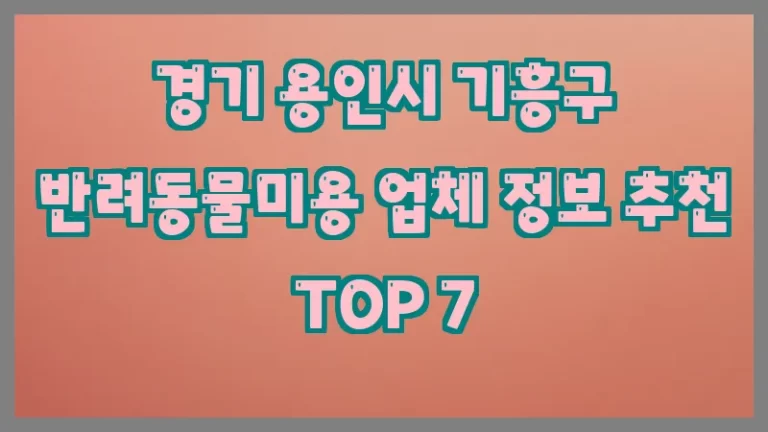 경기 용인시 기흥구 반려동물미용 업체 정보 추천 TOP 7