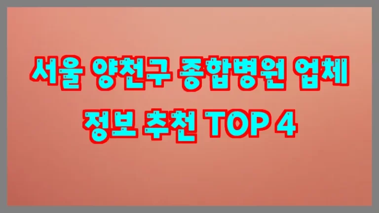 서울 양천구 종합병원 업체 정보 추천 TOP 4
