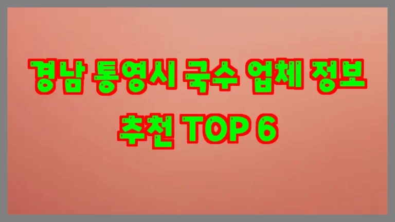 경남 통영시 국수 업체 정보 추천 TOP 6