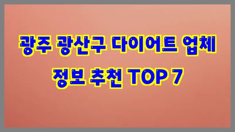 광주 광산구 다이어트 업체 정보 추천 TOP 7
