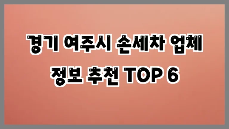 경기 여주시 손세차 업체 정보 추천 TOP 6