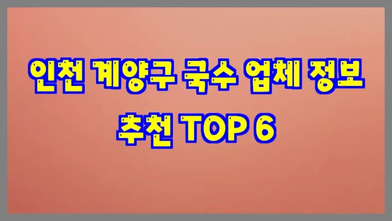 인천 계양구 국수 업체 정보 추천 TOP 6