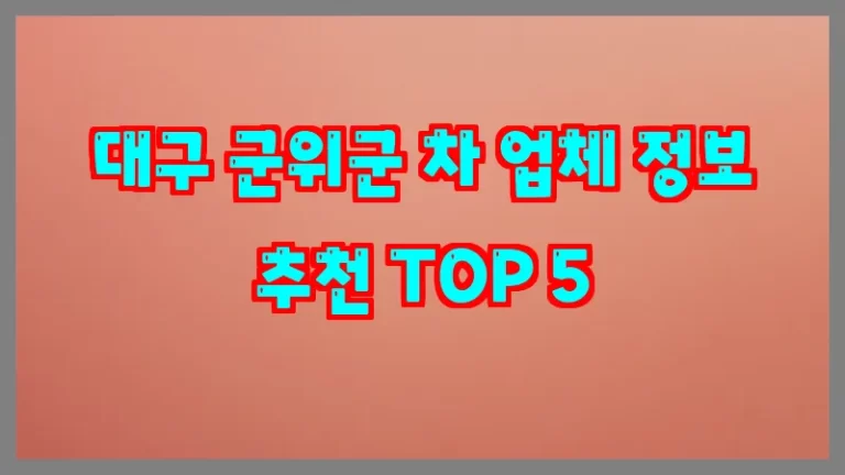 대구 군위군 차 업체 정보 추천 TOP 5