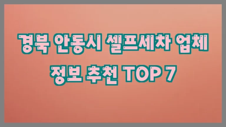 경북 안동시 셀프세차 업체 정보 추천 TOP 7