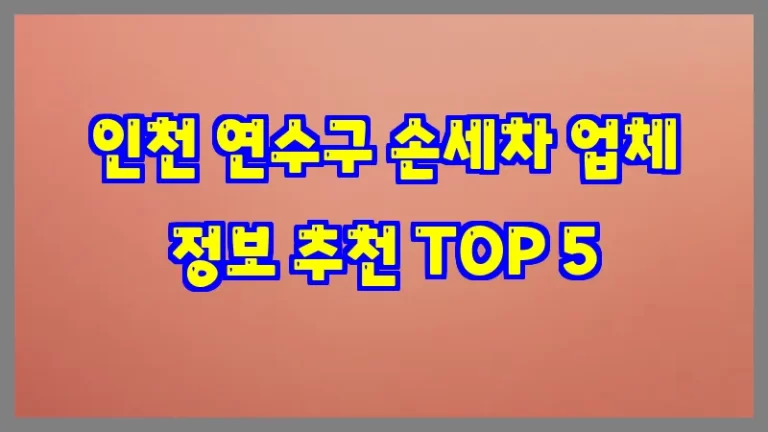 인천 연수구 손세차 업체 정보 추천 TOP 5
