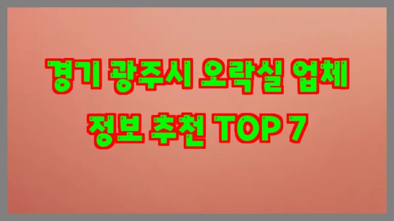 경기 광주시 오락실 업체 정보 추천 TOP 7