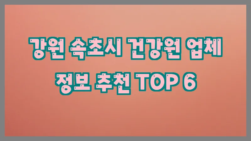 강원 속초시 건강원 업체 정보 추천 TOP 6