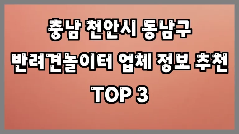 충남 천안시 동남구 반려견놀이터 업체 정보 추천 TOP 3
