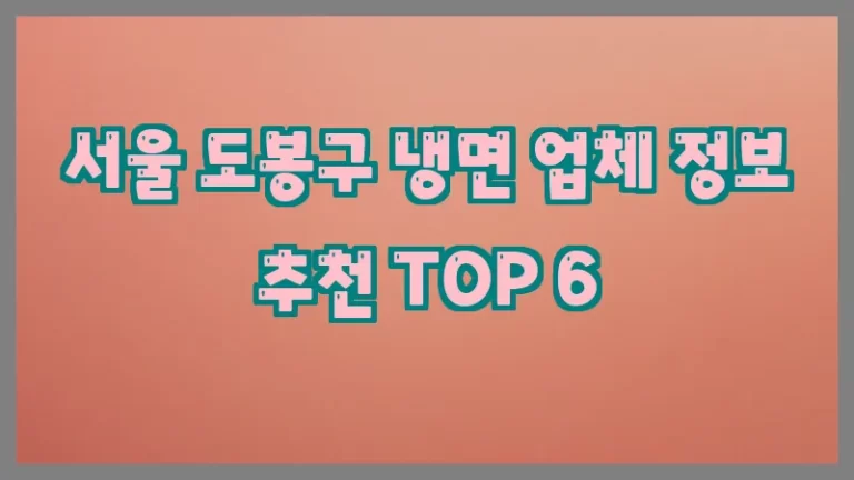 서울 도봉구 냉면 업체 정보 추천 TOP 6