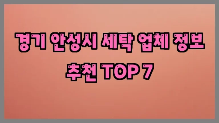 경기 안성시 세탁 업체 정보 추천 TOP 7