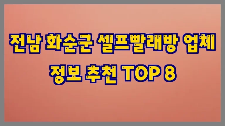전남 화순군 셀프빨래방 업체 정보 추천 TOP 8