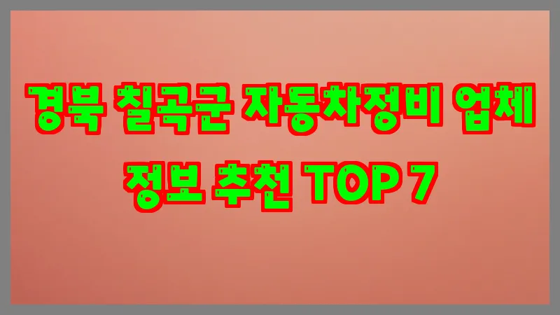 경북 칠곡군 자동차정비