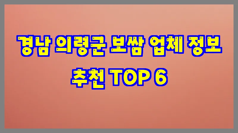 경남 의령군 보쌈 업체 정보 추천 TOP 6