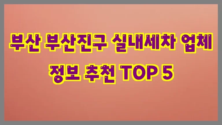 부산 부산진구 실내세차 업체 정보 추천 TOP 5