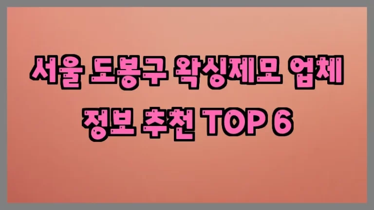 서울 도봉구 왁싱제모 업체 정보 추천 TOP 6