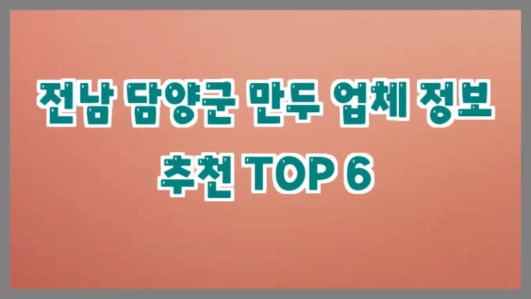 전남 담양군 만두 업체 정보 추천 TOP 6