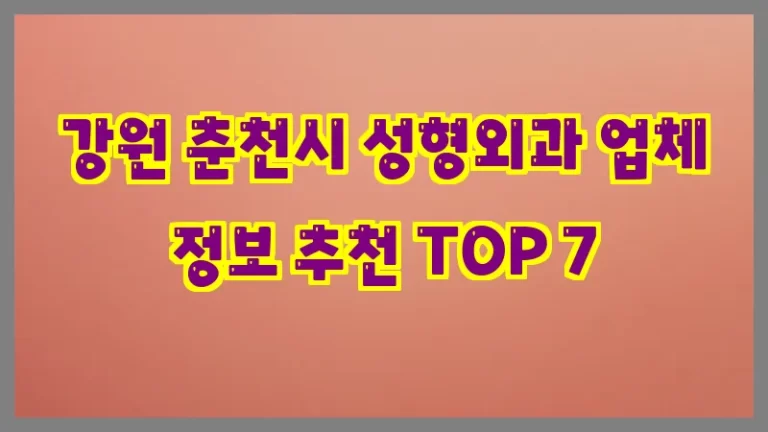 강원 춘천시 성형외과 업체 정보 추천 TOP 7