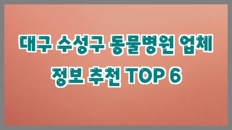 대구 수성구 동물병원 업체 정보 추천 TOP 6