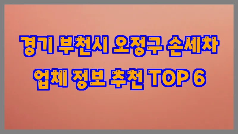 경기 부천시 오정구 손세차 업체 정보 추천 TOP 6