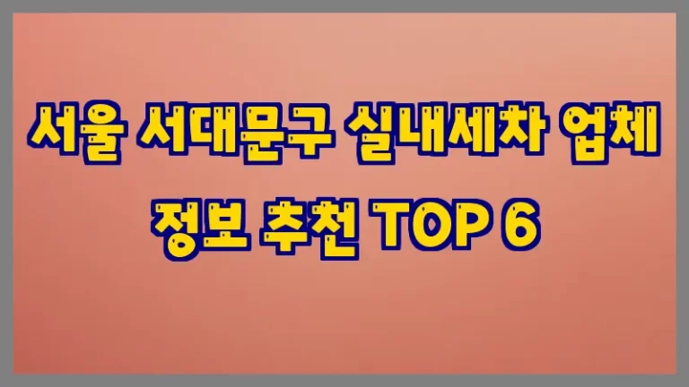 서울 서대문구 실내세차 업체 정보 추천 TOP 6