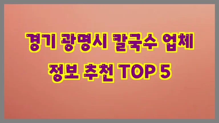 경기 광명시 칼국수 업체 정보 추천 TOP 5