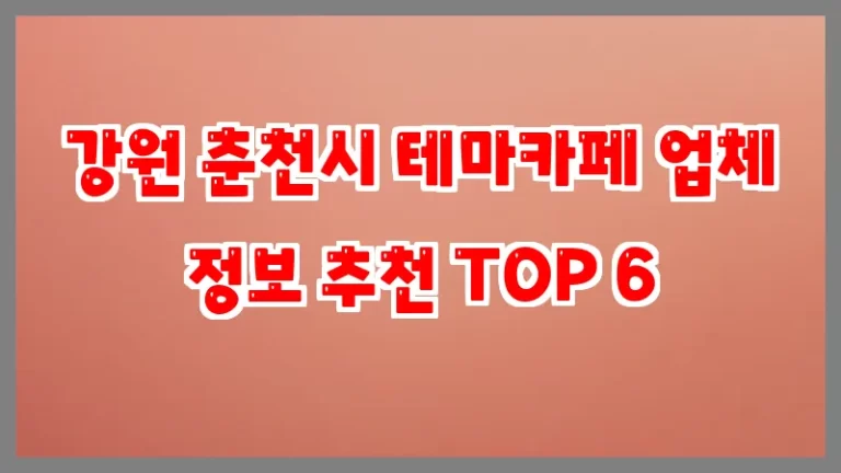 강원 춘천시 테마카페 업체 정보 추천 TOP 6