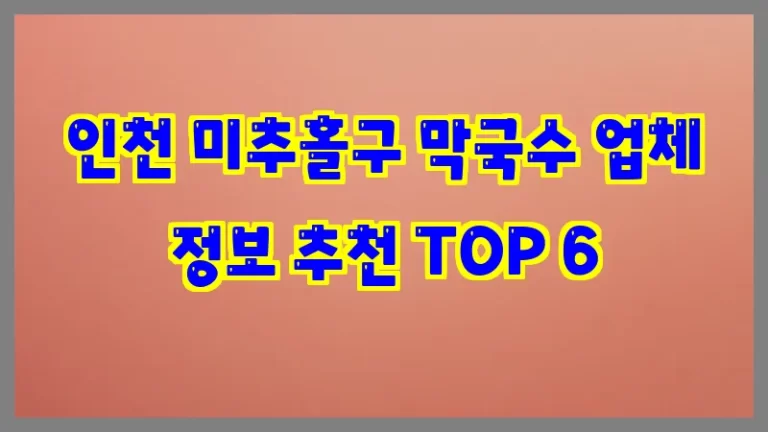 인천 미추홀구 막국수 업체 정보 추천 TOP 6