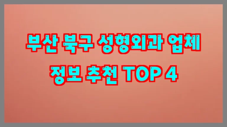 부산 북구 성형외과 업체 정보 추천 TOP 4