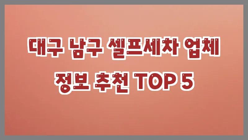 대구 남구 셀프세차