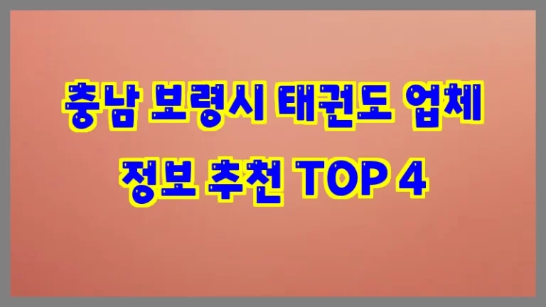 충남 보령시 태권도 업체 정보 추천 TOP 4